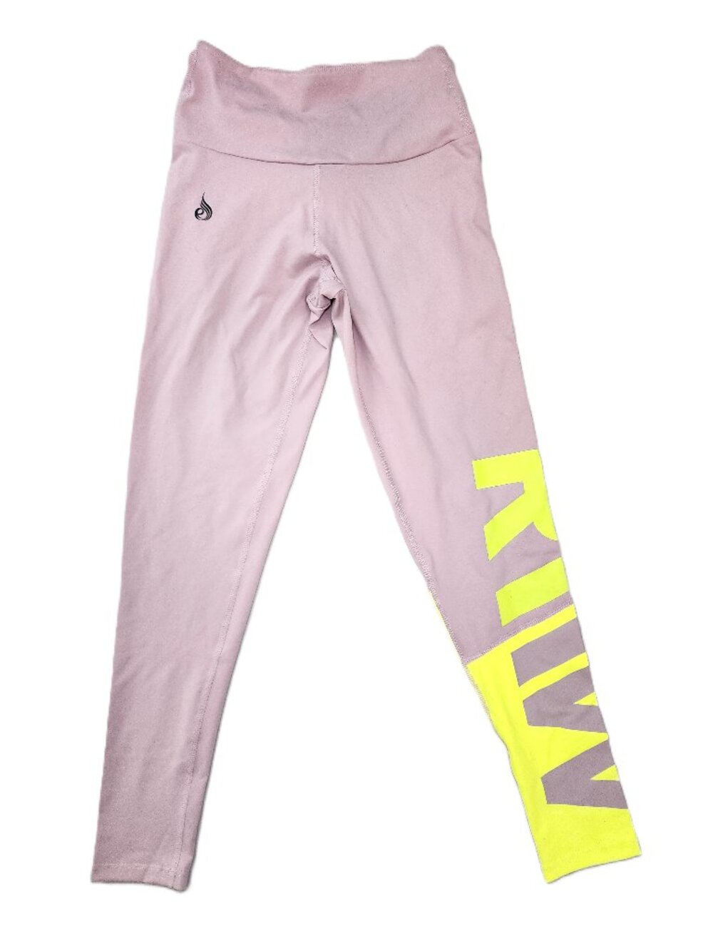 Ryderwear Pink Neon Yellow Logo Leggings Size Small Scrunch Butt Activewear